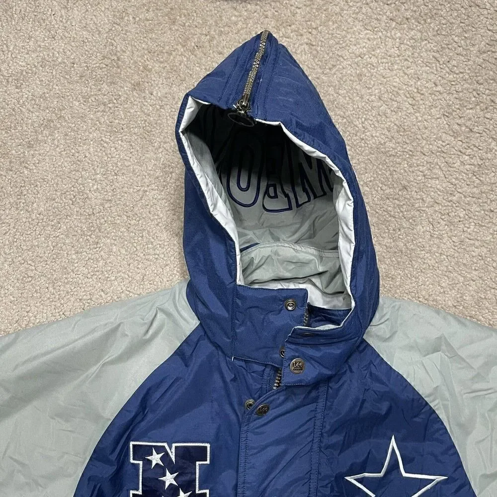 Dallas Cowboys Lee Sports Puffer Coat Jacket W/Hood Men's Size Medium Team NFL